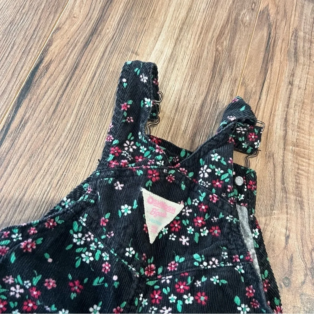OshKosh B’Gosh Vintage Toddler Corduroy Floral Overalls